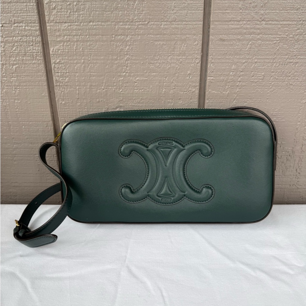Celine Green Leather Shoulder Bag